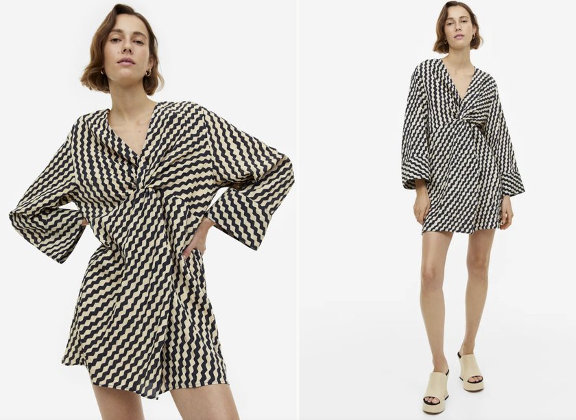 H&M Sommerkleider: Kleid aus Strukturstoff mit Knotendetail
