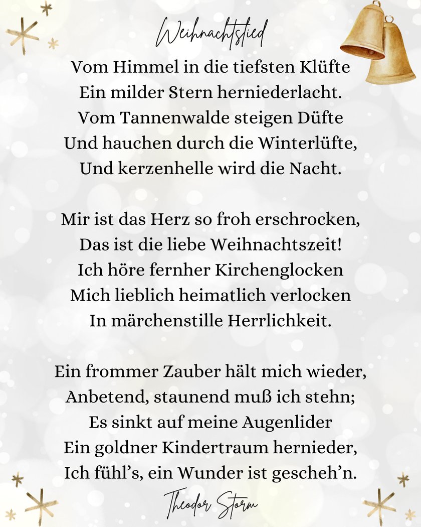 Weihnachtsgedichte für Kinder: Weihnachtslied