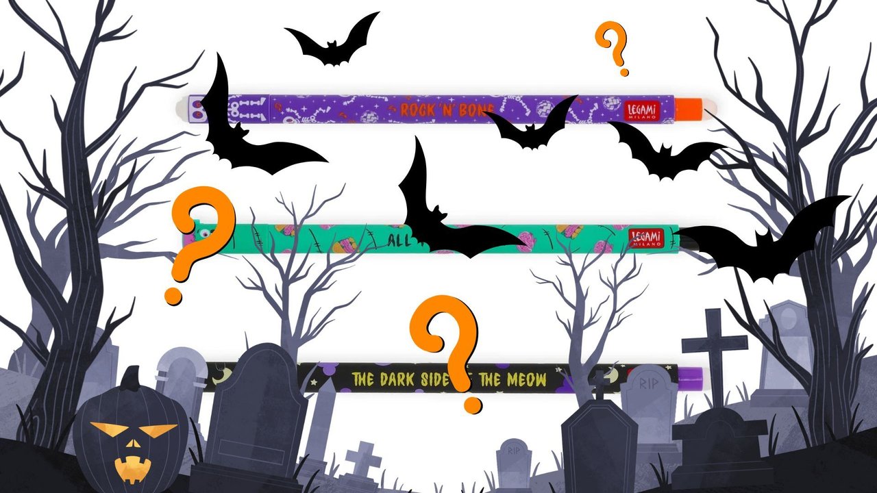 Legami Stifte Halloween-Edition 2025: Grabsteine, Fledermäuse und Fragezeichen verdecken die aktuellen Halloween-Legami-Stifte 2025