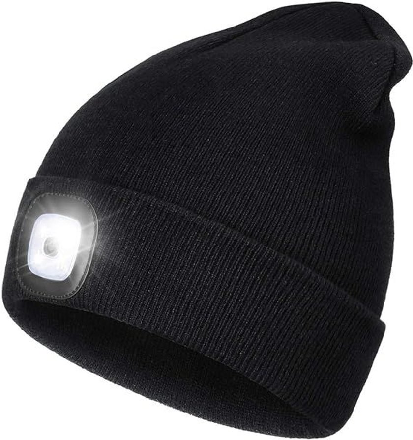 Schwarze Mütze mit LED-Licht