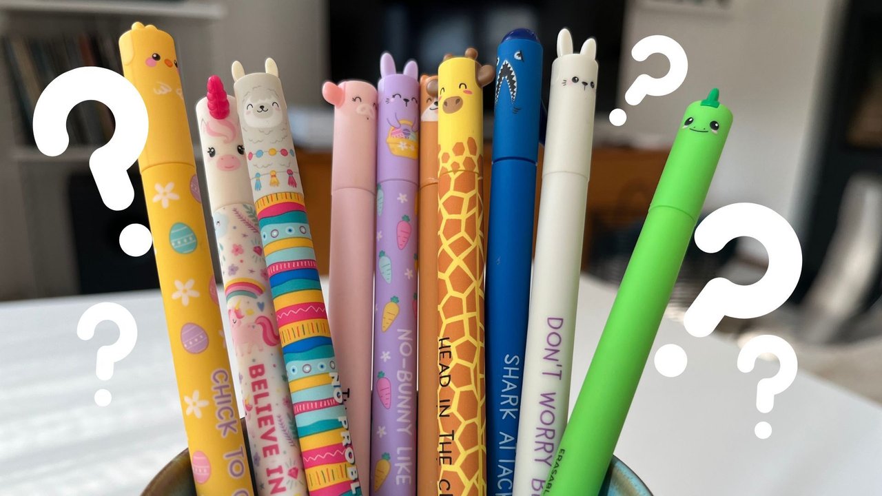 Quiz: Welcher Legami-Stift bist du? Verschiedene Legami-Stifte mit Fragezeichen