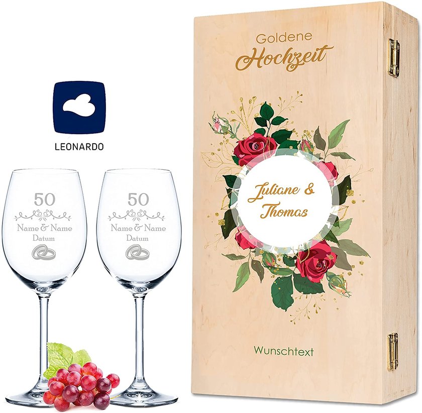 Geschenke Goldene Hochzeit: Gravierte Weingläser