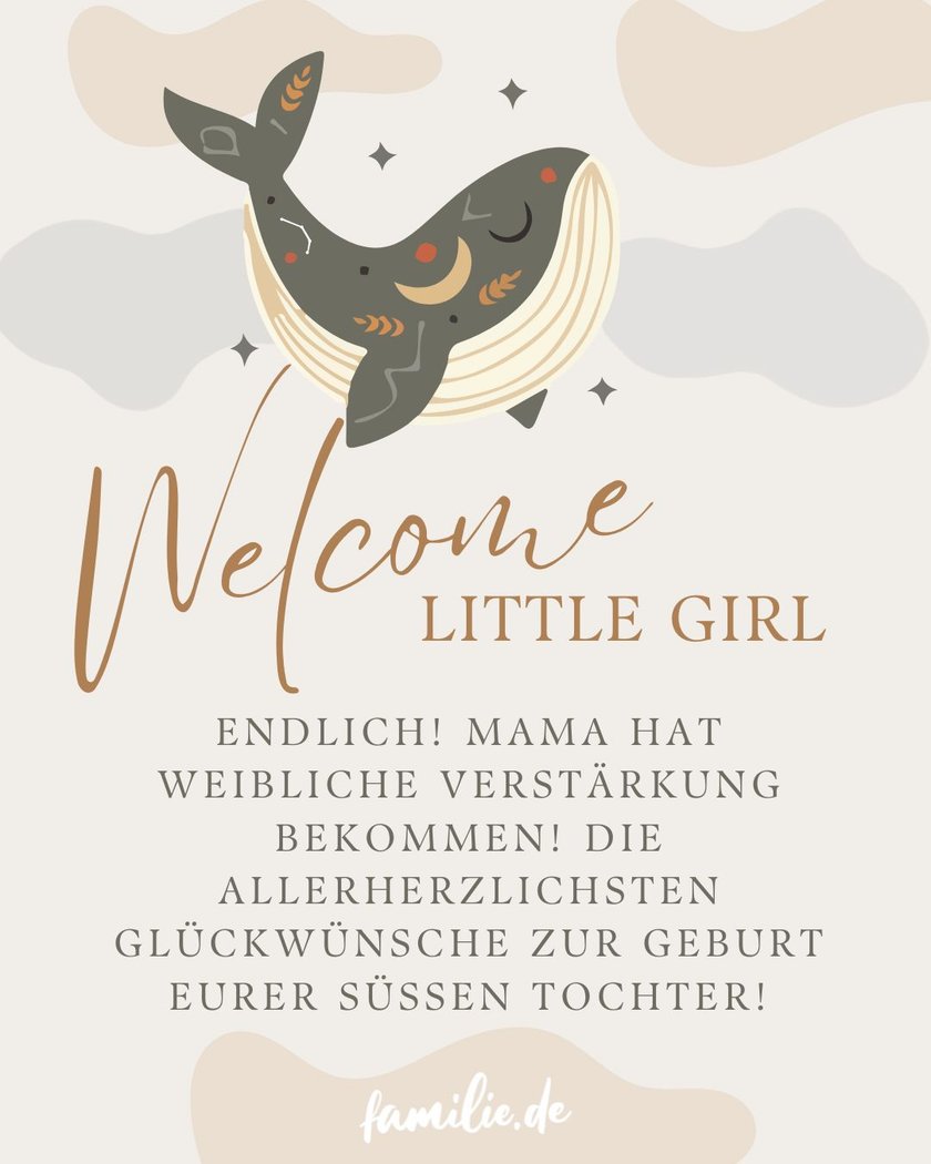 Lustige Glückwünsche zur Geburt eines Mädchens