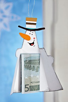 Geldgeschenke zu Weihnachten: Schneemann