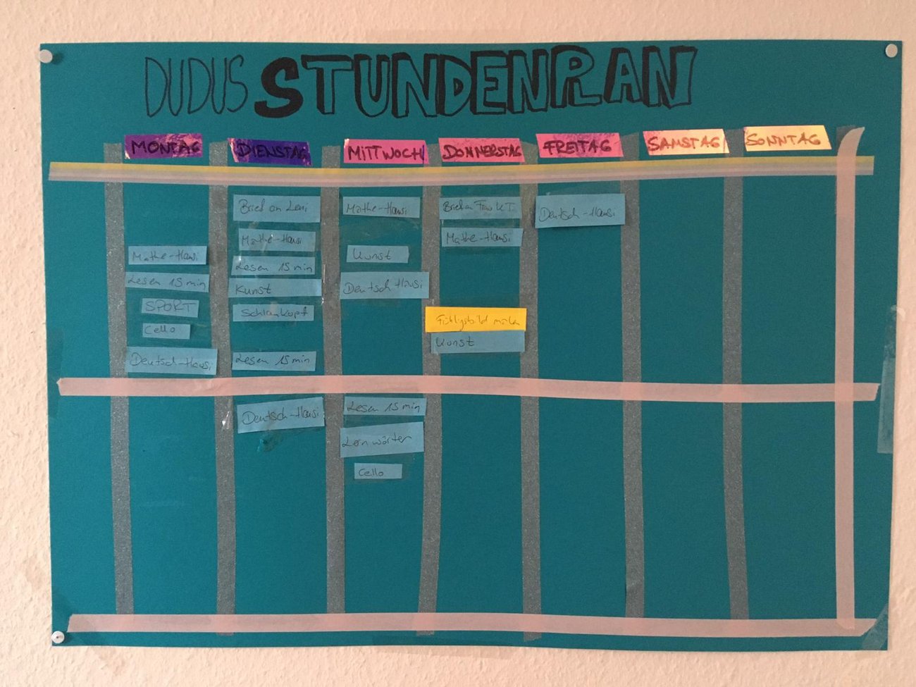 Stundenplan selber basteln Stundenplan selber basteln