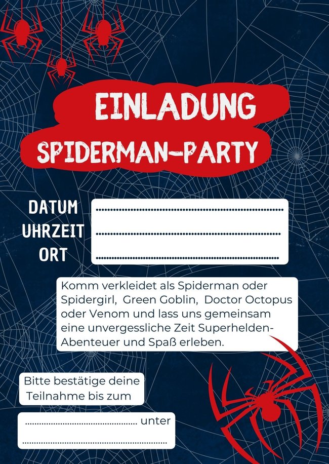 Download Einladung Spiderman-Geburtstag