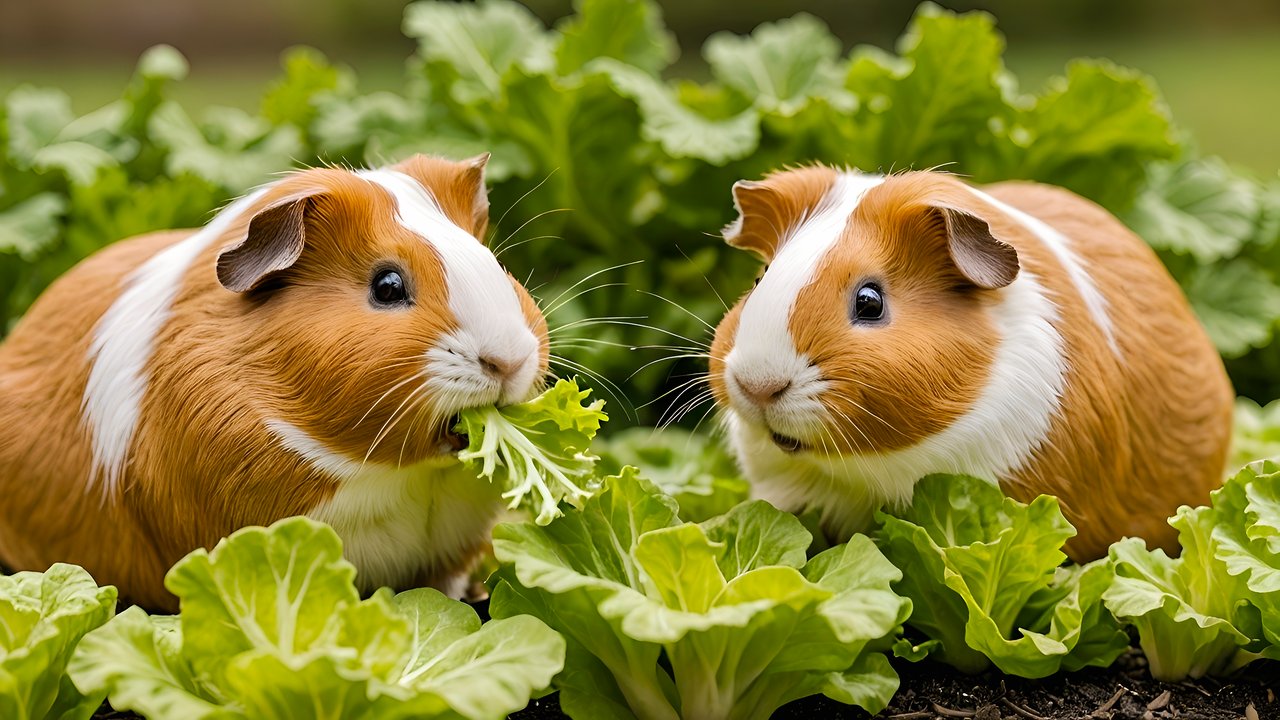 Salat und andere Grüngewächse sind bei Meerschweinchen sehr beliebt.