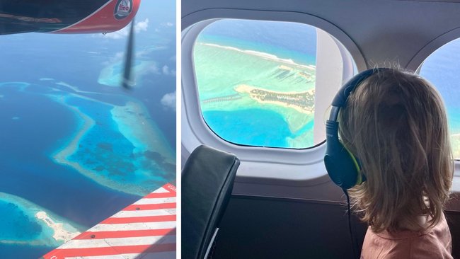 Das Yeah!-Urlaub-Gefühl stellt sich schon auf dem Flug über die Malediven im Indischen Ozean ein. Der Inselstaat besteht aus 26 Atollen, in denen jeweils mehrere kleine Inseln liegen.