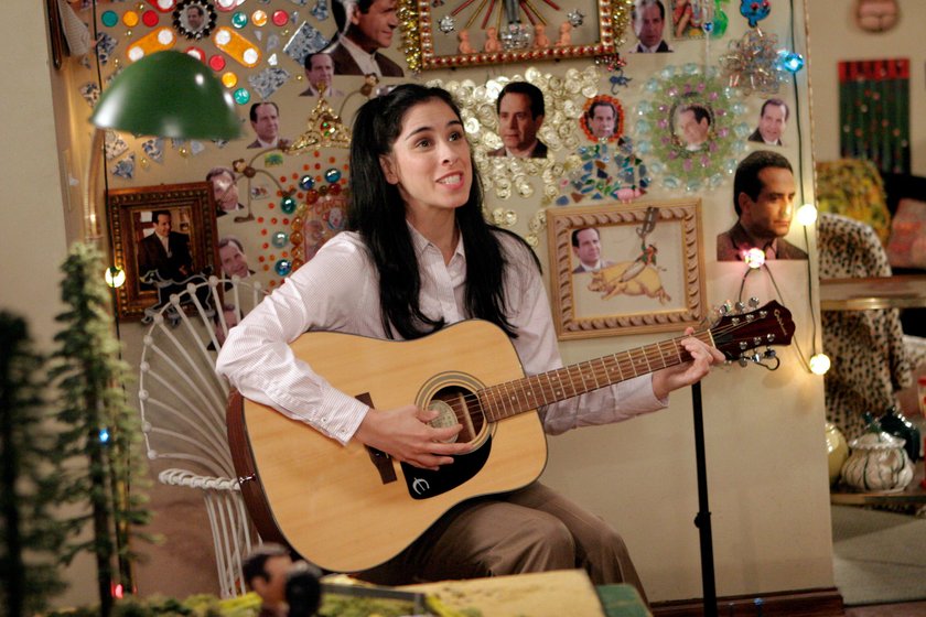 MONK -- "Mr. Monk and his Biggest Fan" Episode 601 -- Pictured: (l-r) Sarah Silverman as Marci Maven  -- (Photo by: Carin Baer/USA Network via Getty Images)