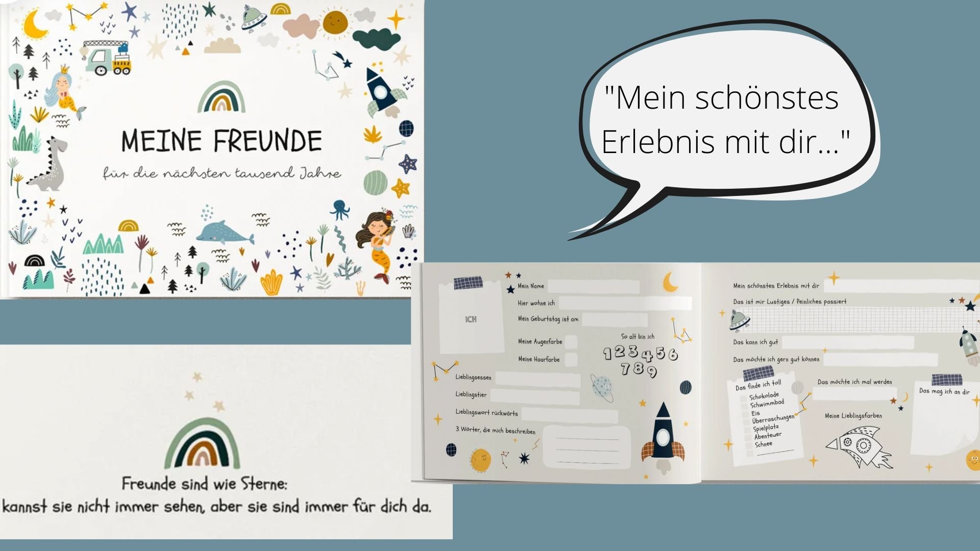 A5 quer 34 Seiten verschieden Kindergartenfreunde Freundebuch Kindergarten ca 