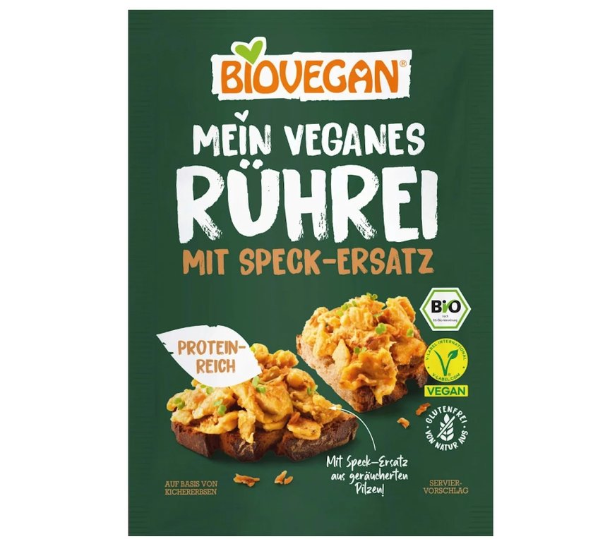 Bei dm gibt es jetzt veganes Rührei mit Speck-Ersatz.