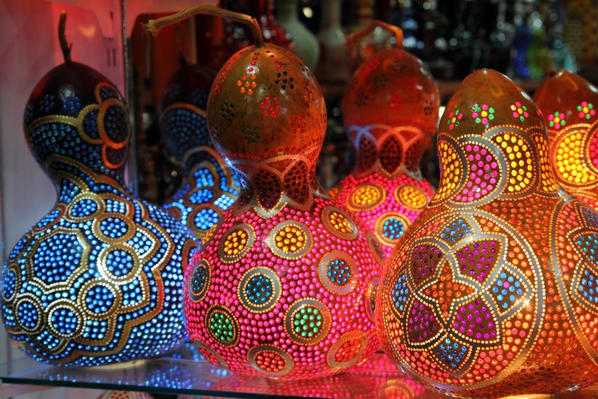 turkish traditional multicolored lamps