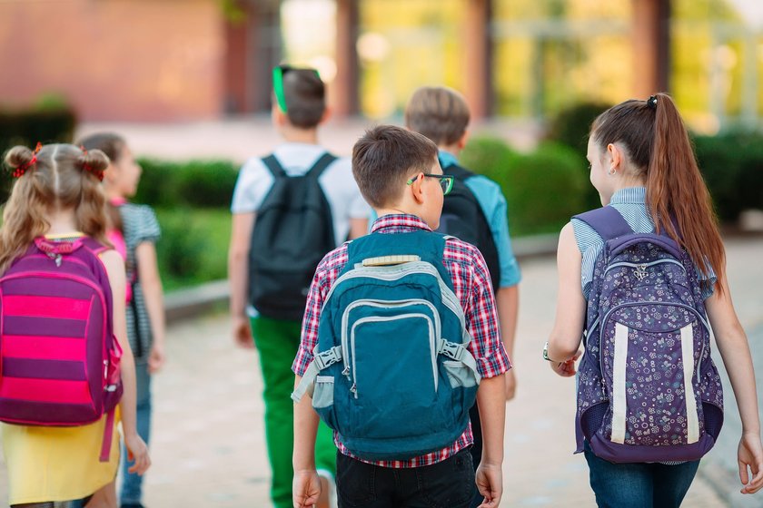 Group of kids going to school together