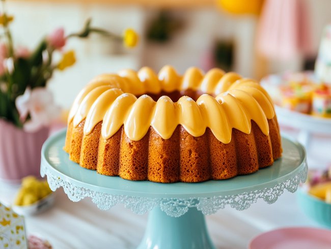 Sonic Geburtstag: Rührkuchen mit goldener Glasur