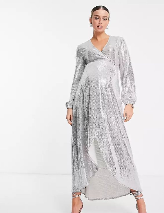 Silbernes Pailletten-Kleid von Asos