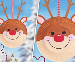 Pappteller-Rentier für Weihnachten basteln: Willkommen Rudolph!