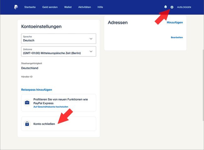 Das PayPal-Konto könnt ihr einfach schließen.