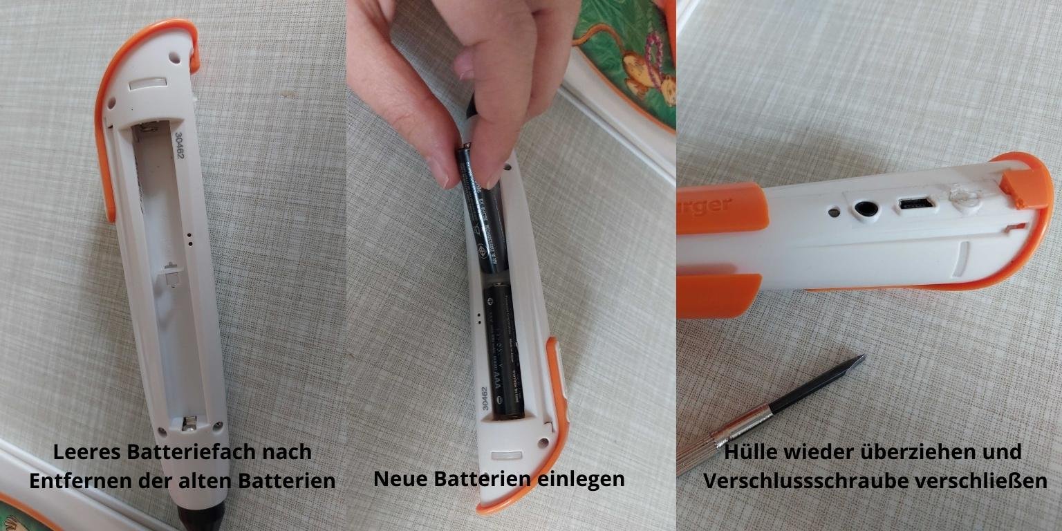 Tiptoi-Stift aufladen und Batterien wechseln