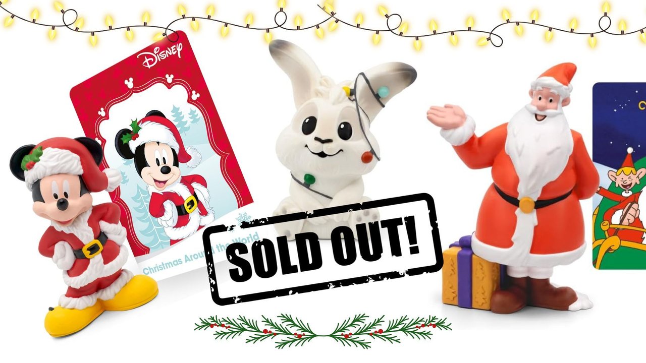 Weihnachtstonies: Hase, Micky Mouse und Weihnachtsmann mit SOLD OUT-Schild
