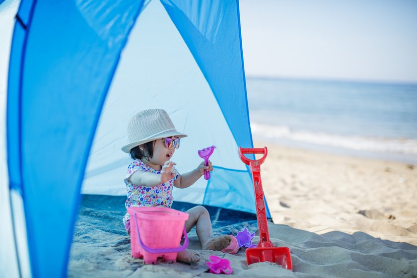 Gadgets für den Urlaub mit Kindern: Strandmuschel