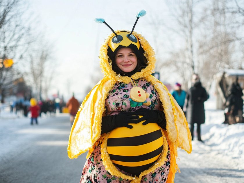 Kostüme für Schwangere: Frau im Bienenkostüm