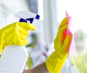 Schimmel mit Glasreiniger entfernen