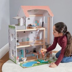 Geschenktipp ab drei Jahren: Dieses schöne Holzpuppenhaus fördert die Fantasie