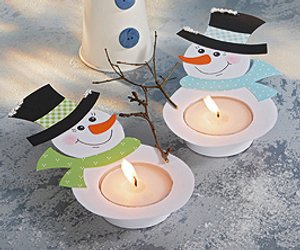 Ein Teelicht-Schneemann für Weihnachten
