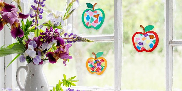 Herbst-Fensterbild „Leuchtende Äpfel“ basteln