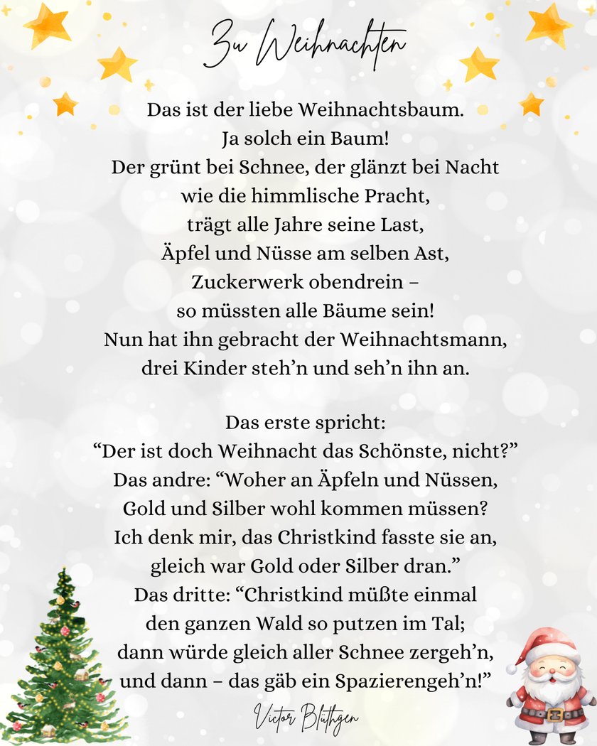 Weihnachtsgedichte für Kinder: Zu Weihnachten