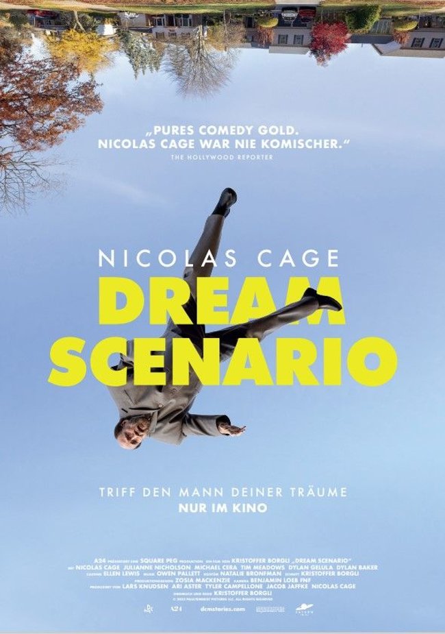 Film-Plakat "Dream Scenario": Paul Matthew (Nicholas Cage) im freien Fall