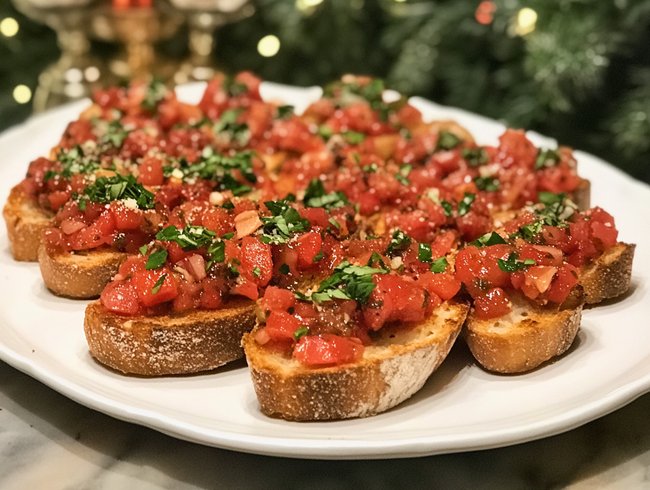 Fingerfood für Silvester: Italienische Bruschetta sind eine Frischekick auf jedem Silvester-Buffet und nicht schwer zu machen.